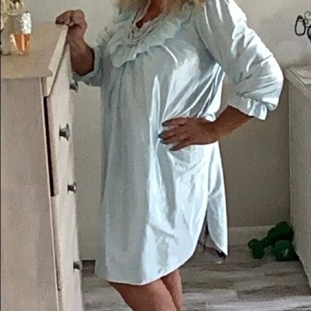 STARDUST Vintage satin babydoll nightgown Balloon Sleeves M lace🌷soft pretty